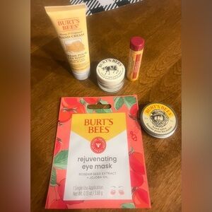 Burt's Bees Bundle Qty 5 Lips Hands Eye Mask Travel New